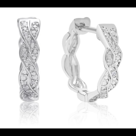 1️⃣0️⃣0️⃣NWOT Diamond Swirl Hoop Earrings BRAND NEW - Picture 3 of 8